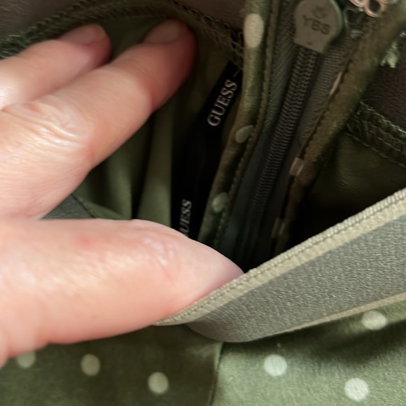 GUESS Adriana Wrap Skirt Size M Fluid Pleated A-line Fit Polka Dots & Ruffle - Picture 2 of 11